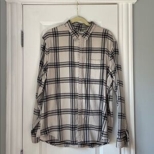 Abercrombie & Fitch Black and Cream Flannel Shirt XXL